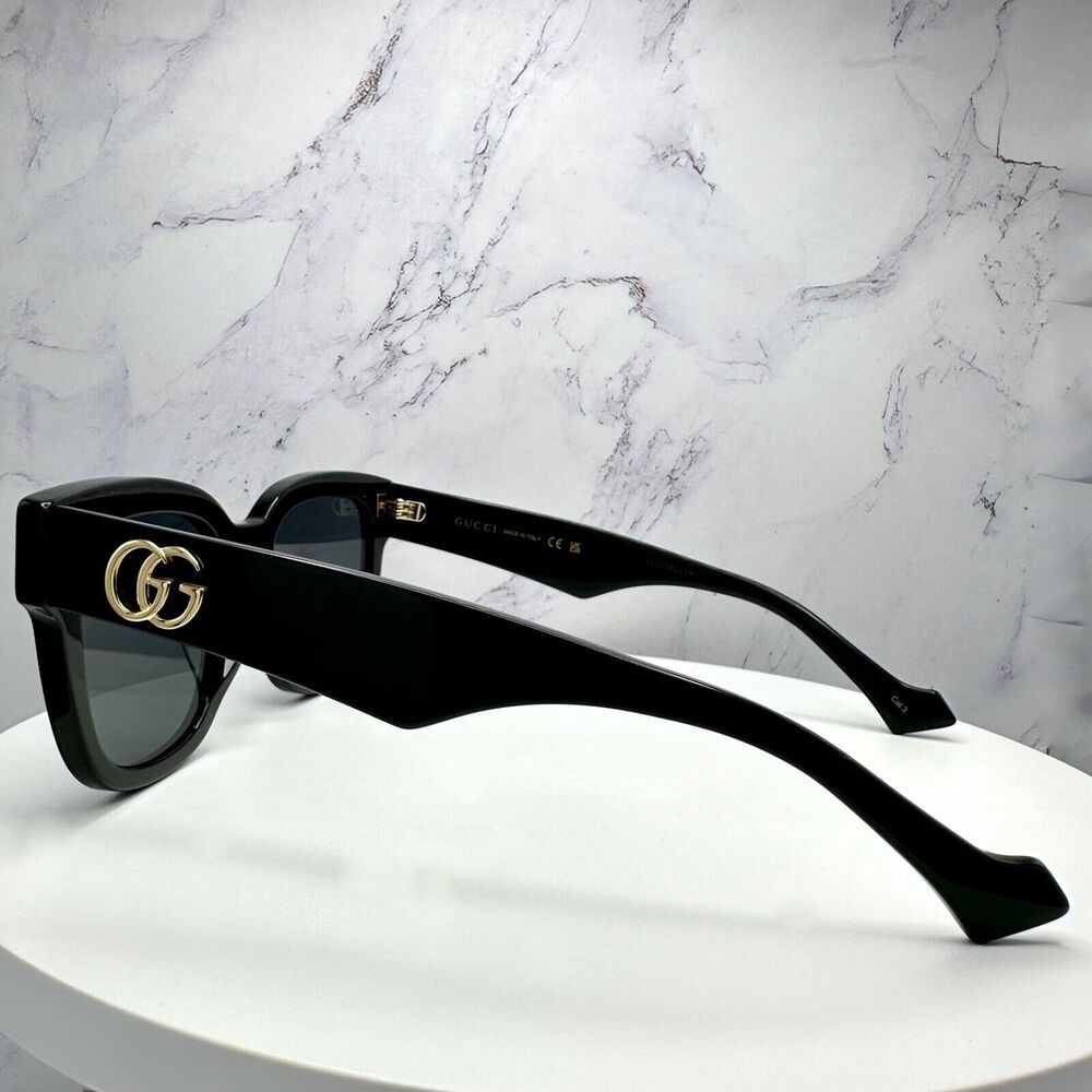 New Gucci Sunglasses Black Gold Square - Picture 5 of 16